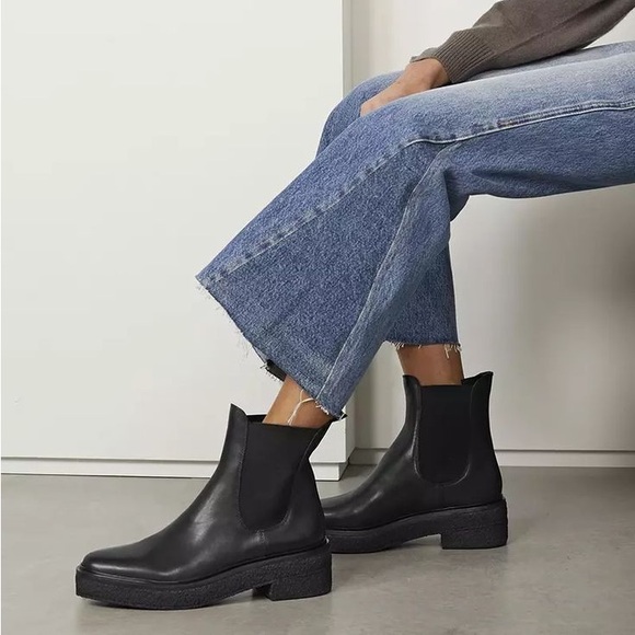 Loeffler Randall Raquel Leather Crepe Sole Chelsea Boots in Black - Picture 1 of 15
